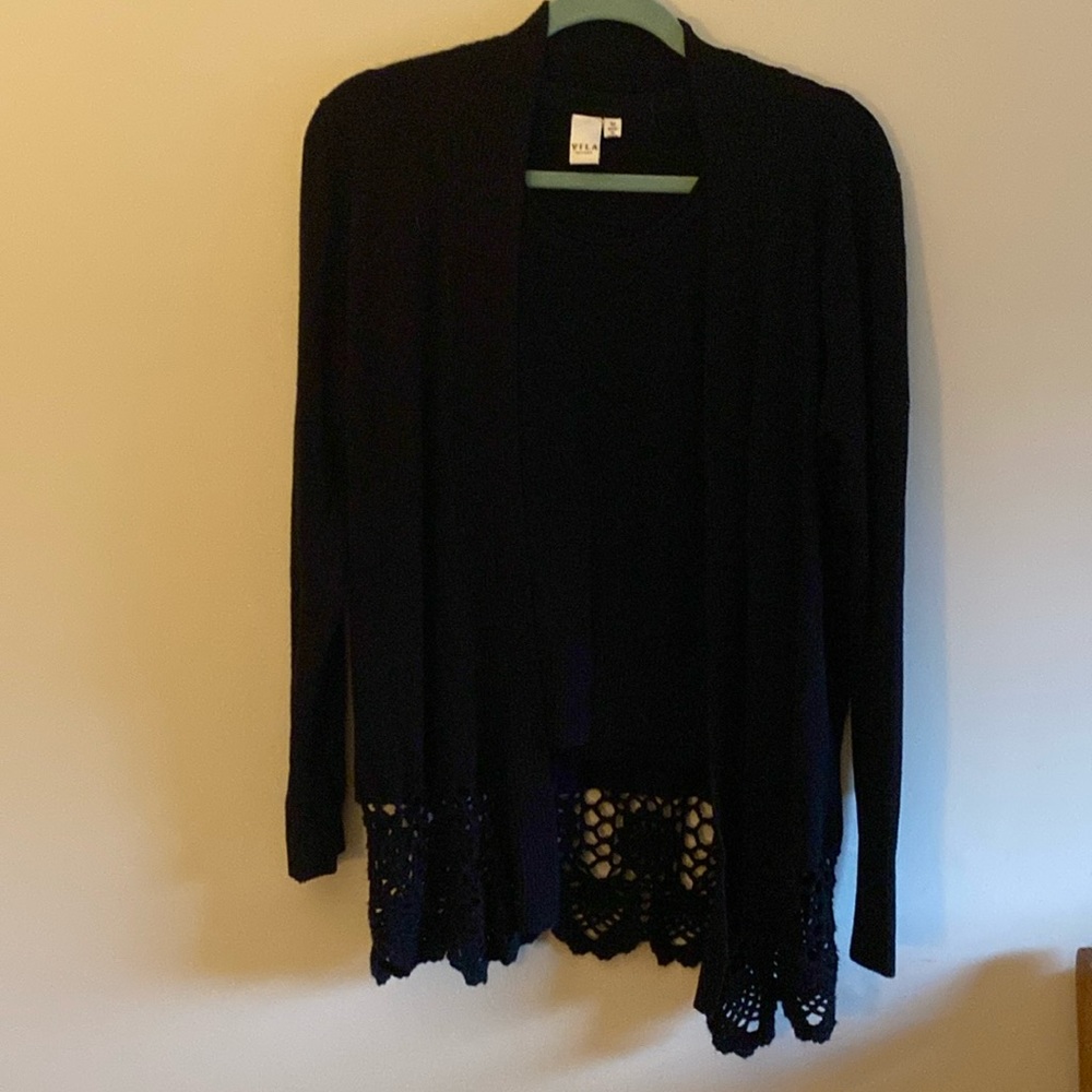 Twin sweater set, black cardigan and tank